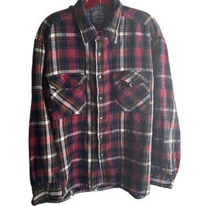 Claybrooke Outdoors Shirt Mens X Large Red Plaid Flannel Long Sleeve Button Down